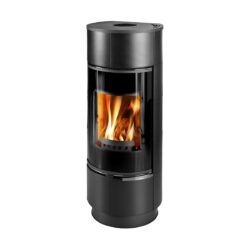 THORMA - THORMA ATIKA PLUS Kachelofen, schwarze Keramik / schwarzer Lack / mit Stauraum - LÍBI ELEKTRO