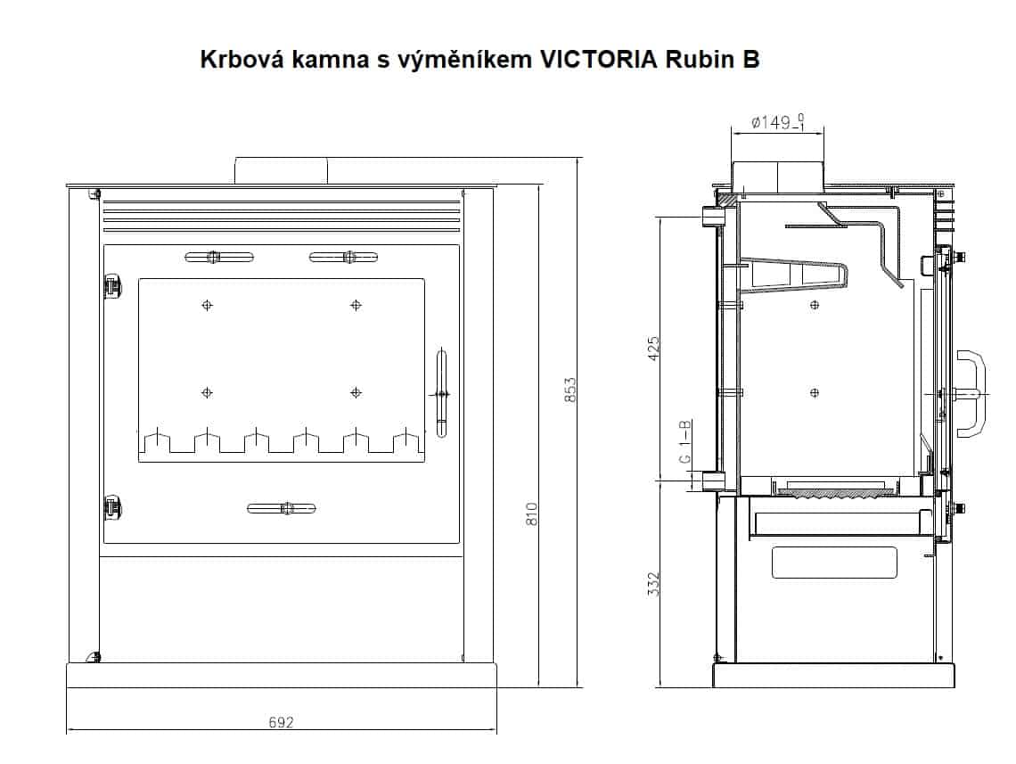 Victoria - Kaminofen mit Wärmetauscher VICTORIA Rubin B, rot - LÍBI ELEKTRO