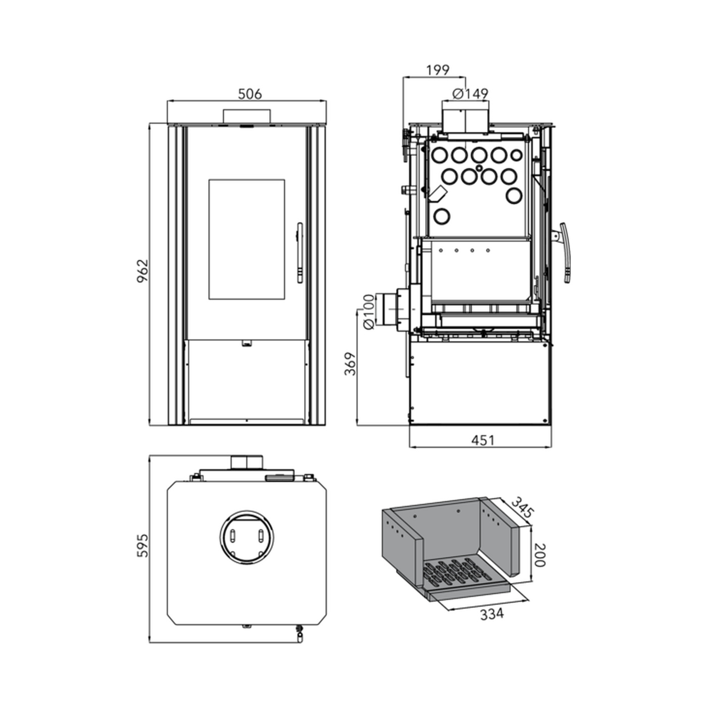 HAAS+SOHN - Kaminofen mit Wärmetauscher HAAS+SOHN MANTOVA AL II mit Wärmetauscher, Blech, Anthrazit/Silber - LÍBI ELEKTRO