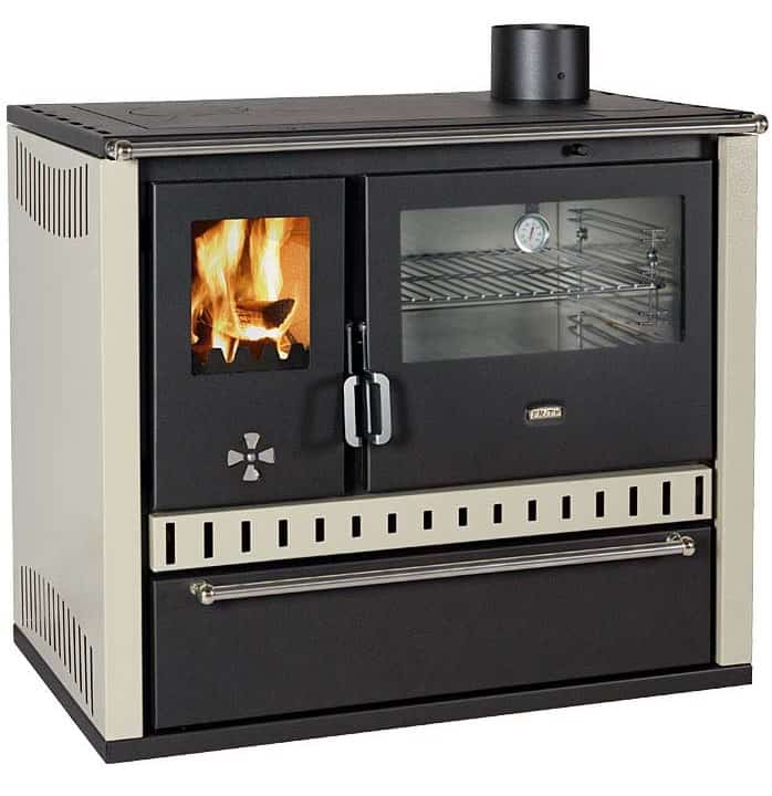 Prity – Festbrennstoffofen mit Warmwasser-Wärmetauscher PRITY GT W10 FI G DR, Edelstahl-Backofen, elfenbeinfarben, rechts – LÍBI ELEKTRO