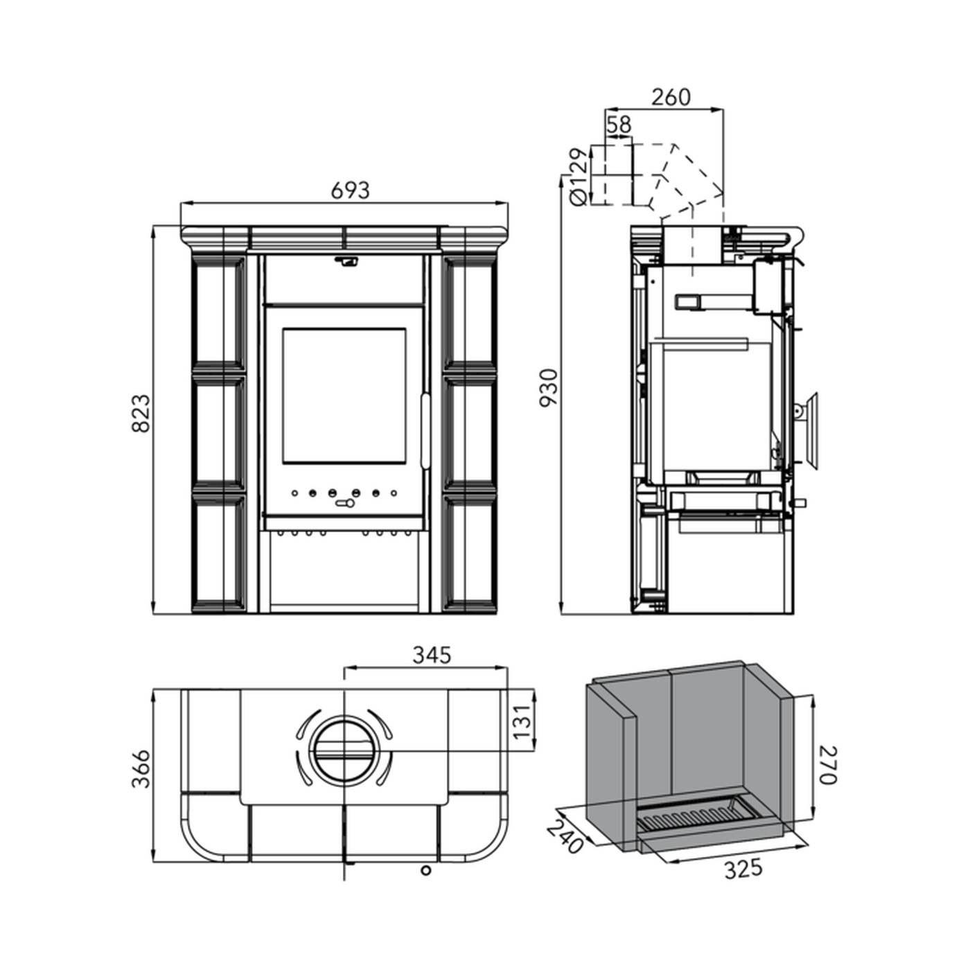 HAAS+SOHN - Kachelofen HAAS+SOHN TREVISO mini, schwarz/grüne Kachel - LÍBI ELEKTRO
