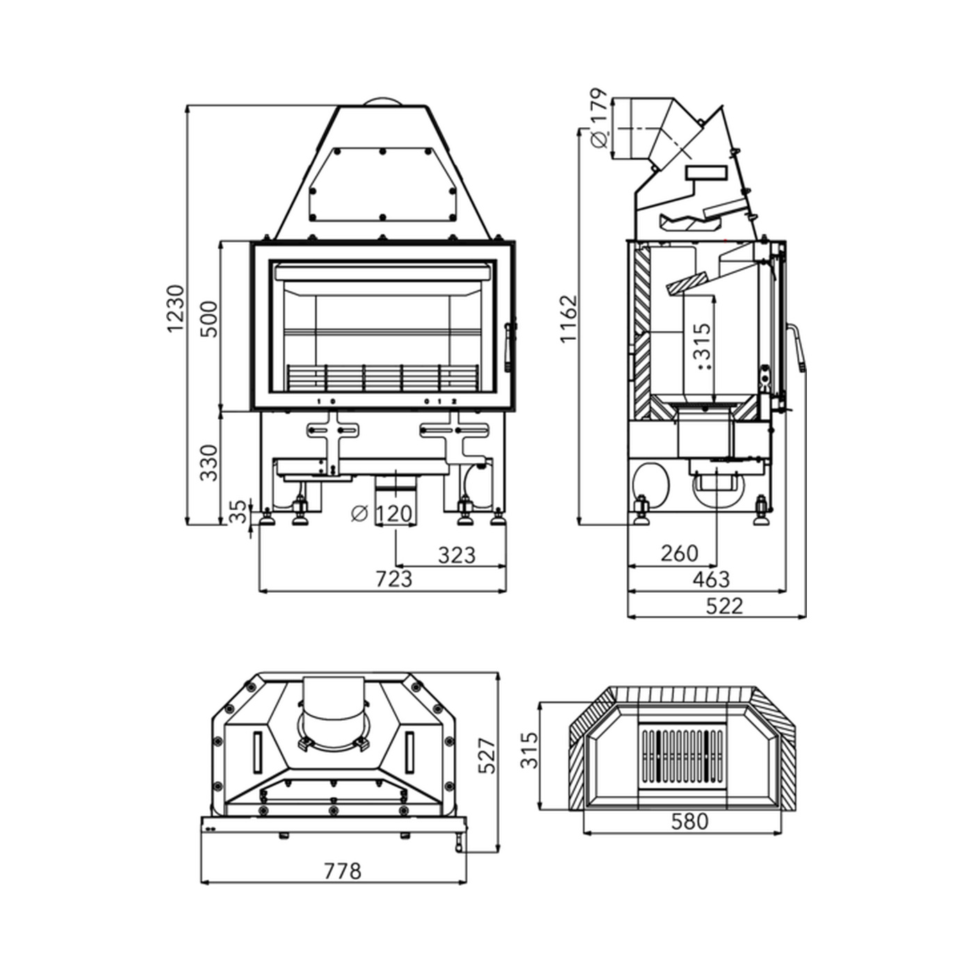 HAAS+SOHN - Kamineinsätze HAAS+SOHN NOVARA, Anthrazit - LÍBI ELEKTRO