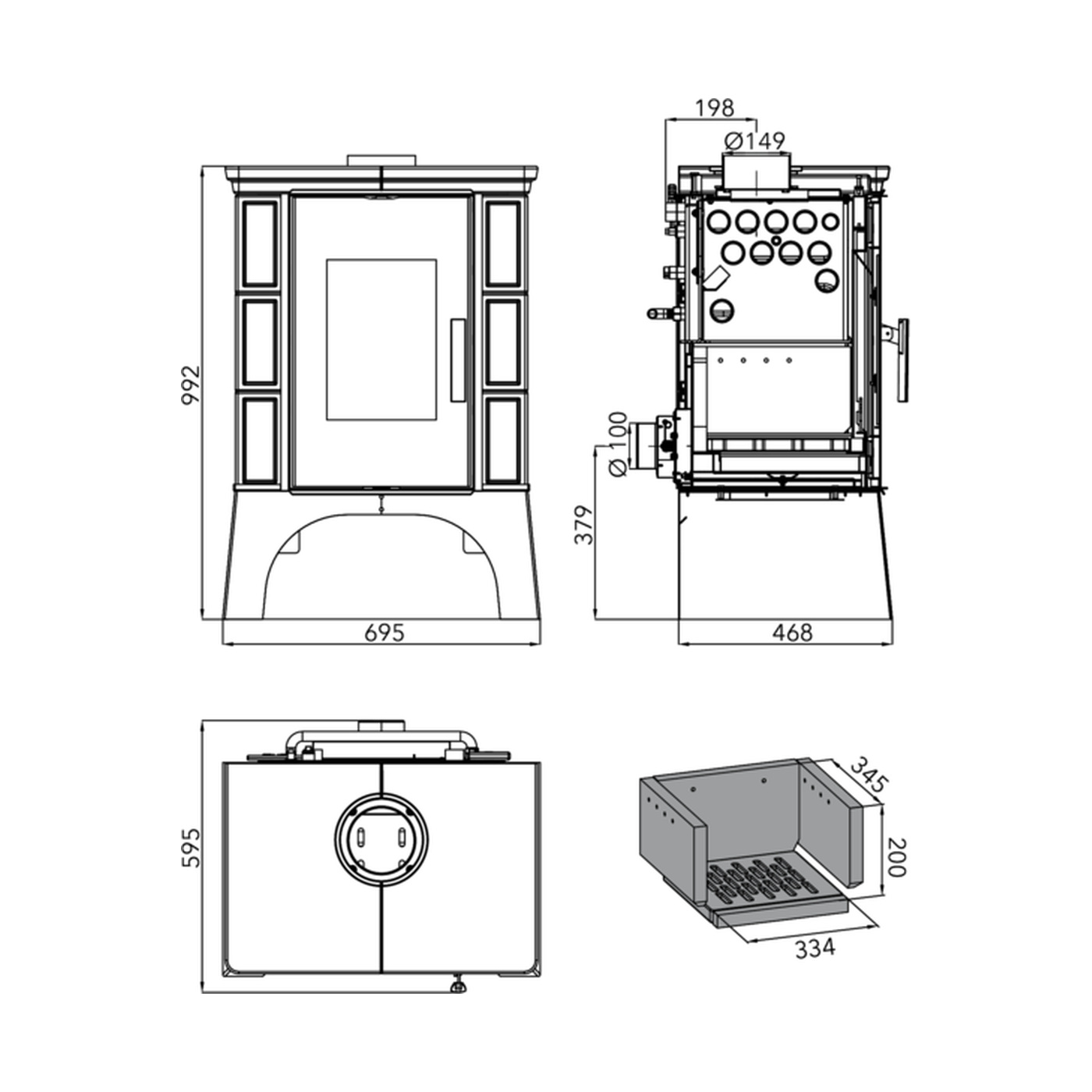 HAAS+SOHN - Kachelofen mit Wärmetauscher HAAS+SOHN EMPOLI AL II mit Wärmetauscher + Kühlkreislauf, brauner Ofen, weißer Sockel - LÍBI ELEKTRO