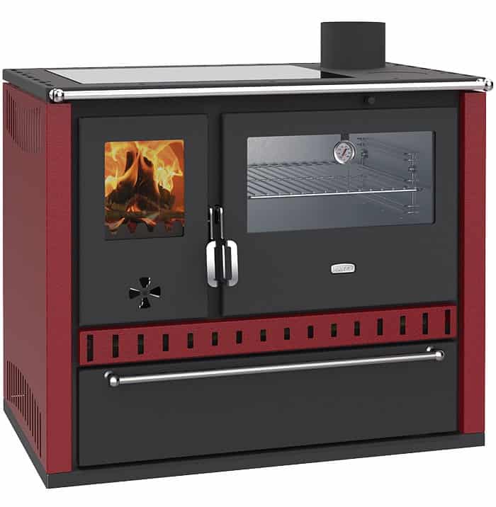 Prity - Festbrennstoffofen PRITY GT FI G DR, Edelstahlbackofen, bordeauxrot, rechts - LÍBI ELEKTRO