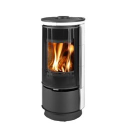 THORMA - Kaminofen THORMA ANDORRA EXTRA, weiße Keramik / schwarzer Lack - LÍBI ELEKTRO