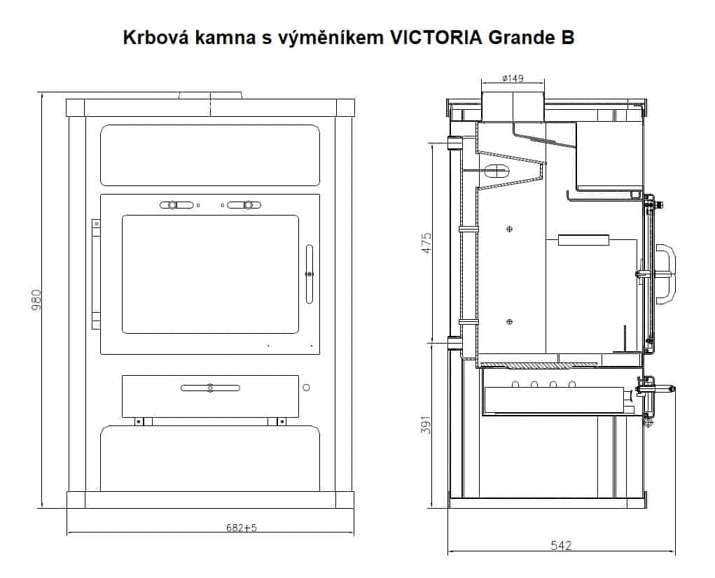Victoria - Kaminofen mit Wärmetauscher VICTORIA Grande B - LÍBI ELEKTRO