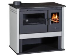 Festbrennstoffofen VICTORIA Viki Lux, elfenbeinfarben, links