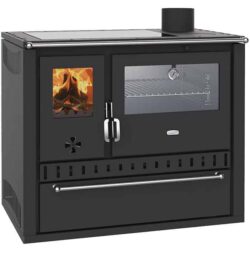 Prity - Festbrennstoffofen mit Warmwasserbereiter PRITY GT W10 FI G DR, Edelstahlbackofen, schwarz, rechts - LÍBI ELEKTRO