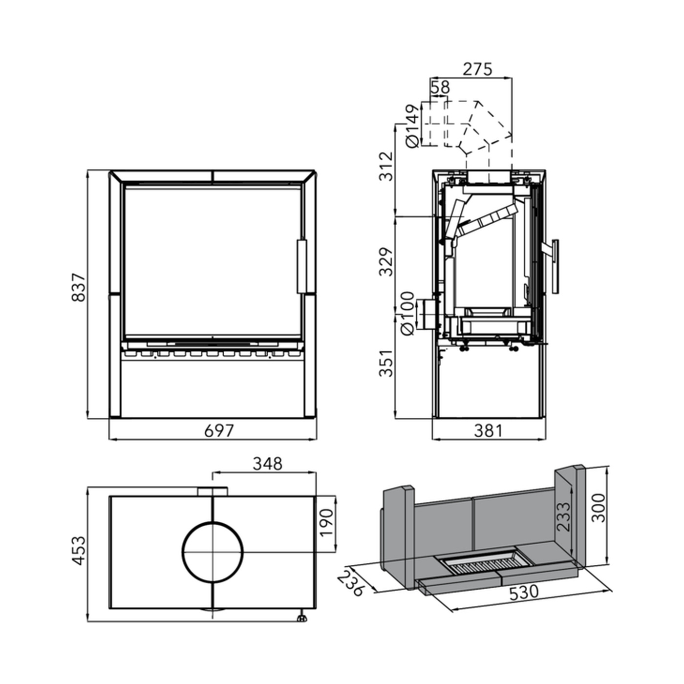 HAAS+SOHN - Kachelofen HAAS+SOHN JONSBO, schwarz/Kachelelfenbein - LÍBI ELEKTRO