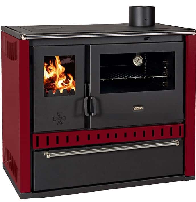 Prity - Festbrennstoffofen PRITY GT FI S DR, Edelstahlbackofen, bordeauxrot, rechts - LÍBI ELEKTRO