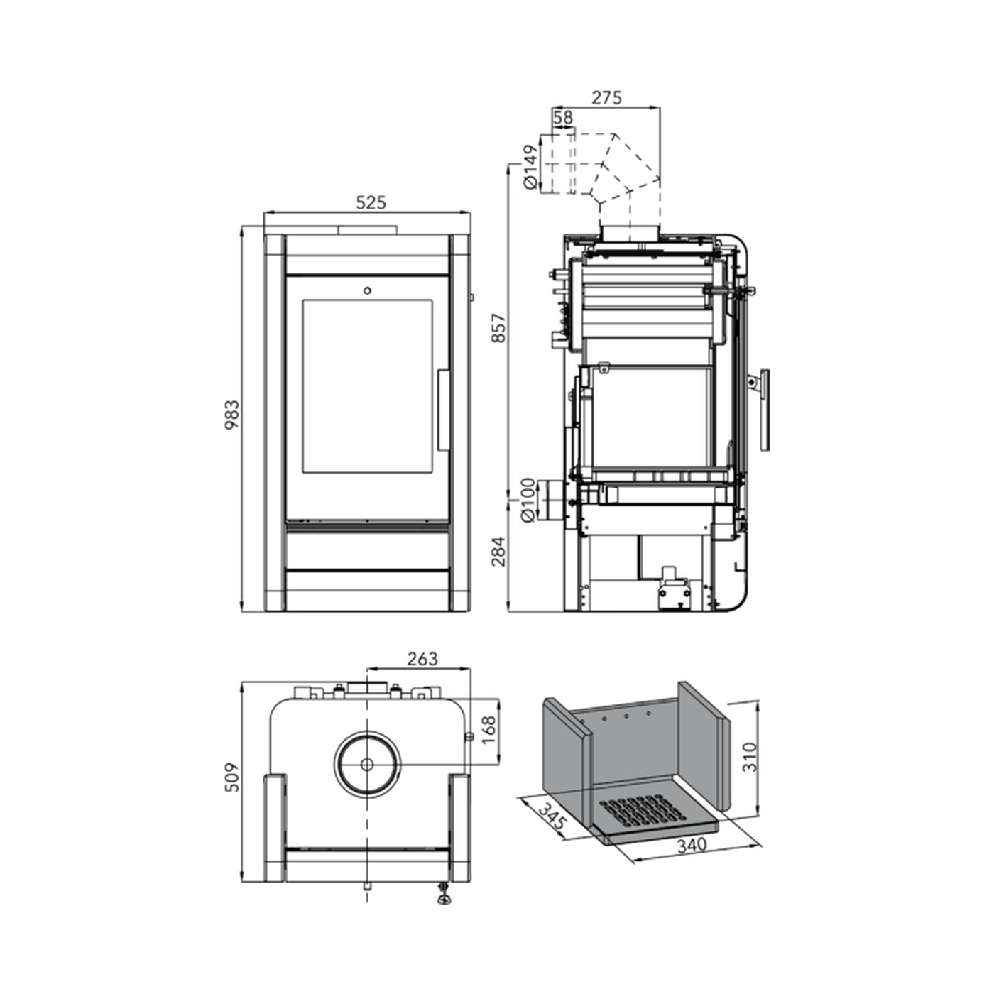HAAS+SOHN - Kaminofen mit Wärmetauscher HAAS+SOHN AVESTA II mit Wärmetauscher, schwarz/Woodstone Prestige - LÍBI ELEKTRO