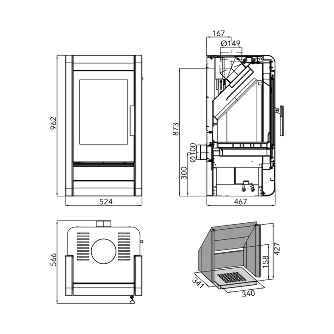 HAAS+SOHN - Kaminofen HAAS+SOHN AVESTA, schwarz/Woodstone Prestige - LÍBI ELEKTRO