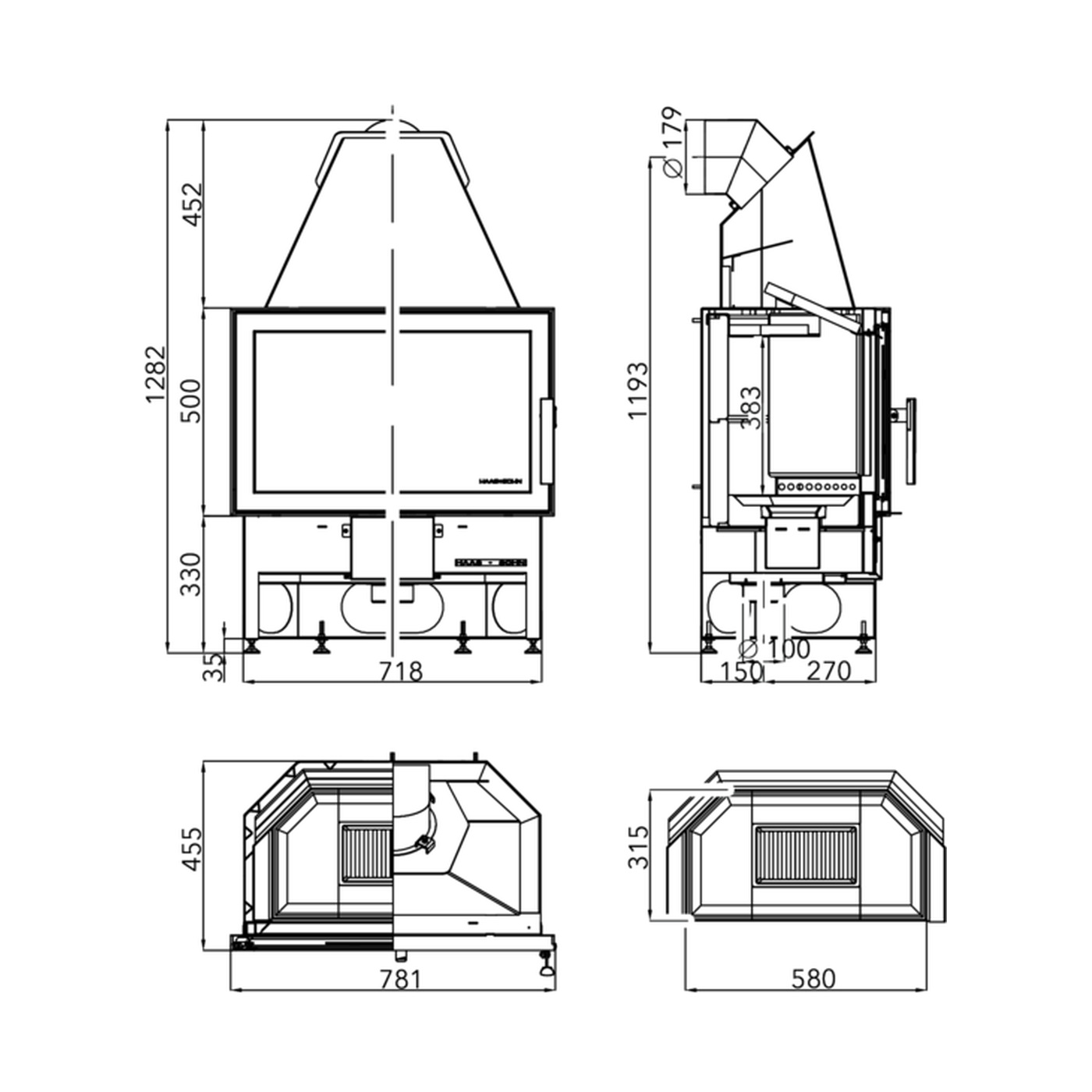 HAAS+SOHN - Kamineinsätze HAAS+SOHN JONAVA IV, schwarz/emaillierte Tür - LÍBI ELEKTRO