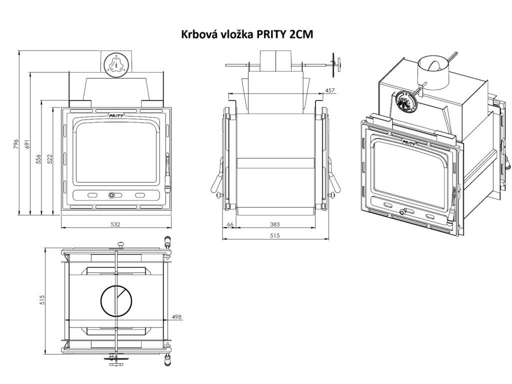 Prity - Doppelseitiger Kamineinsatz PRITY 2CM - LÍBI ELEKTRO