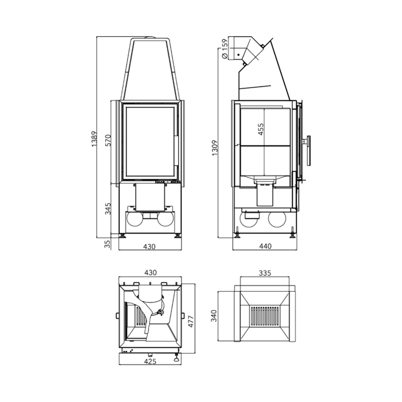 HAAS+SOHN - Kamineinsätze HAAS+SOHN MALVIK-IV, schwarz - LÍBI ELEKTRO