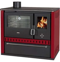 Prity - Festbrennstoffofen PRITY GT FI S DR, Edelstahlbackofen, bordeauxrot, links - LÍBI ELEKTRO