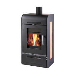 HAAS+SOHN - Kaminofen mit Wärmetauscher HAAS+SOHN ANDRUS mit Wärmetauscher, schwarz, beige Länge, ALU-Griff - LÍBI ELEKTRO