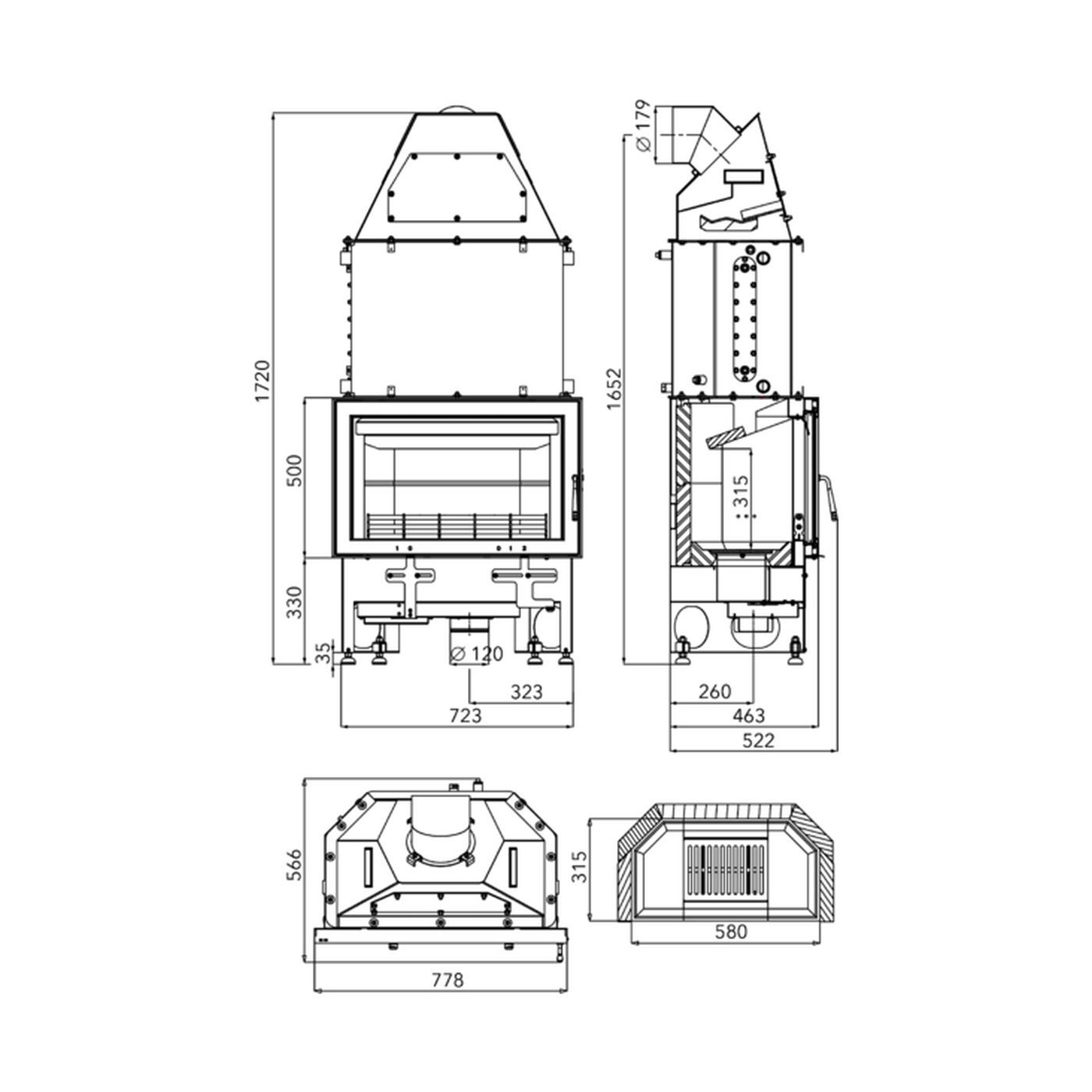 HAAS+SOHN - Kamineinsätze mit Wärmetauscher HAAS+SOHN KAMINEINSATZ NOVARA 17 mit Wärmetauscher - LÍBI ELEKTRO