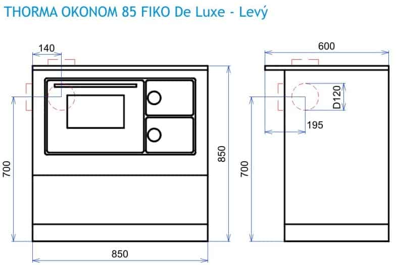 THORMA - THORMA ÖKONOM Festbrennstoffofen 85 FIKO De Luxe, braune Emaille / links - LÍBI ELEKTRO